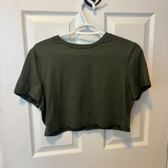 Green Puffy Sleeve Cute Bathing Suit Top - Picture 3 of 3